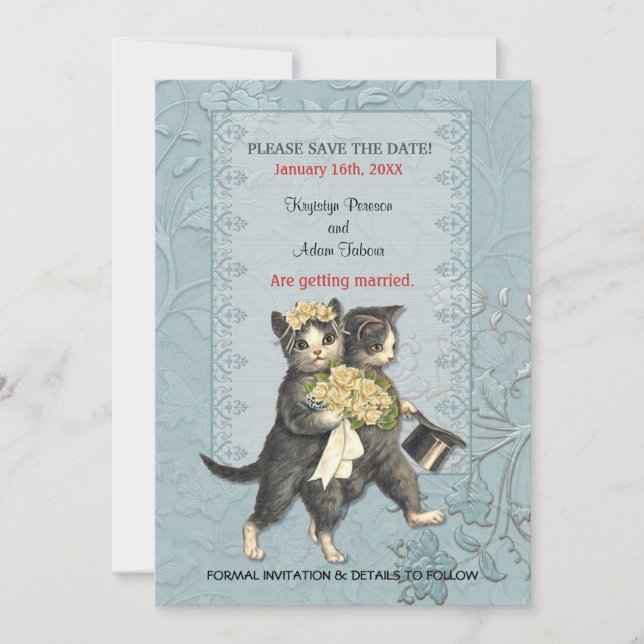 Posh Cats Wedding speichern das Datum Save The Date (Vorderseite)