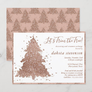 Posh Christmas Glam Rose Gold Trem Trim Party Feiertagskarte