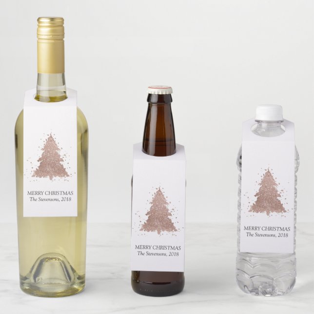 Posh Christmas Tree | Glam Rose Gold Blush Custom Flaschenanhänger (Beispiel)