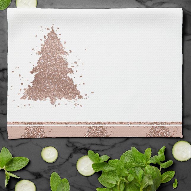 Posh Christmas Tree | Glam Rose Gold Luxury Geschirrtuch (Von Creator hochgeladen)