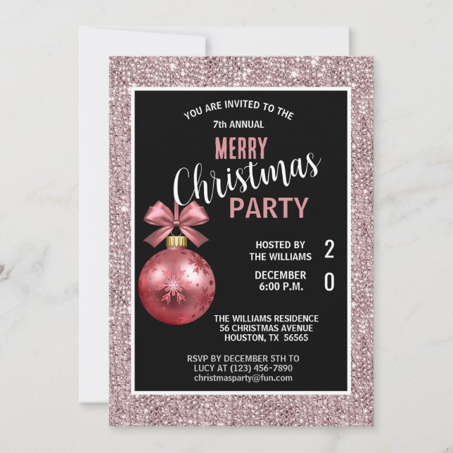 Posh Decorative Red Christmas Einladung (Vorderseite)