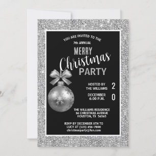 Posh Decorative Silver Christmas Einladung