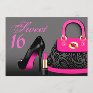 Posh Geldbeutel, hoher Heels und Lippenstift 16. Einladung