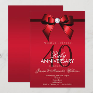 Posh Gem Bow & Ribbon 40 Jahre Hochzeit Einladung