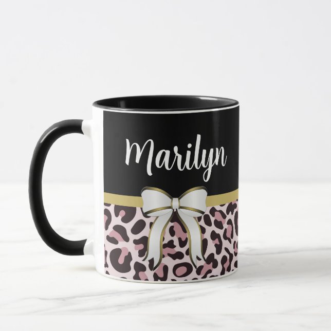 Posh Girly Pink Leopard Print Girly Girl Tasse (Links)