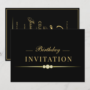 Posh Glamour Gold 25. Geburtstag Einladung