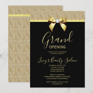 Posh Gold Jewel Bow Grand Opening Einladung