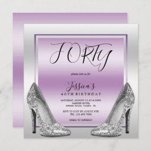 Posh Lilac & Silver Stilettos 40. Geburtstag Einladung