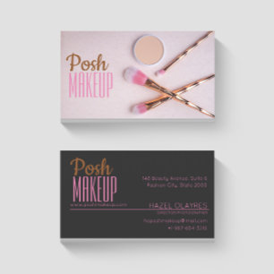 Posh Make-up Gold/Pink Brushs Business Card Visitenkarte