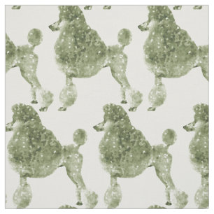 Posh Olive Green Poodle Fabric Stoff