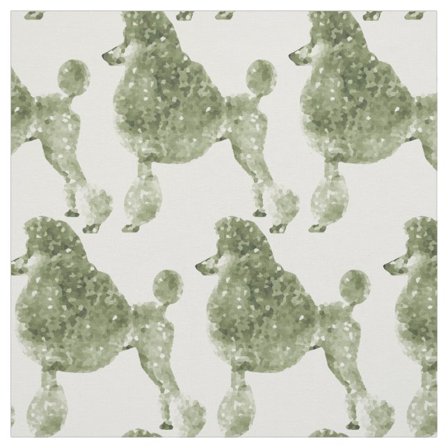 Posh Olive Green Poodle Fabric Stoff (Muster)