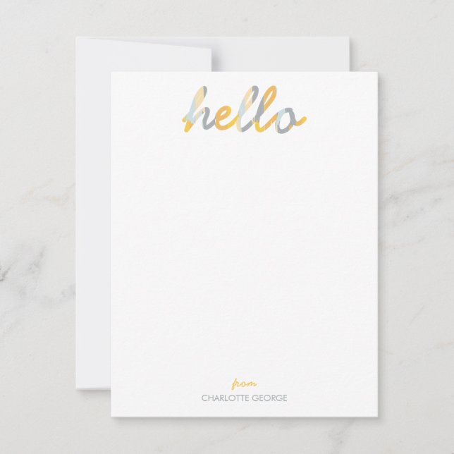Posh Painted Hello Personal Stationery Mitteilungskarte (Vorderseite)