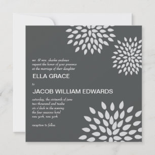 Posh Petals Silber Einladung zur Hochzeit