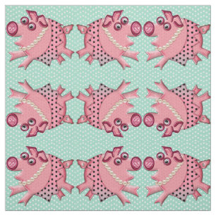 Posh Piggy in Pink auf Lucite Green Stoff