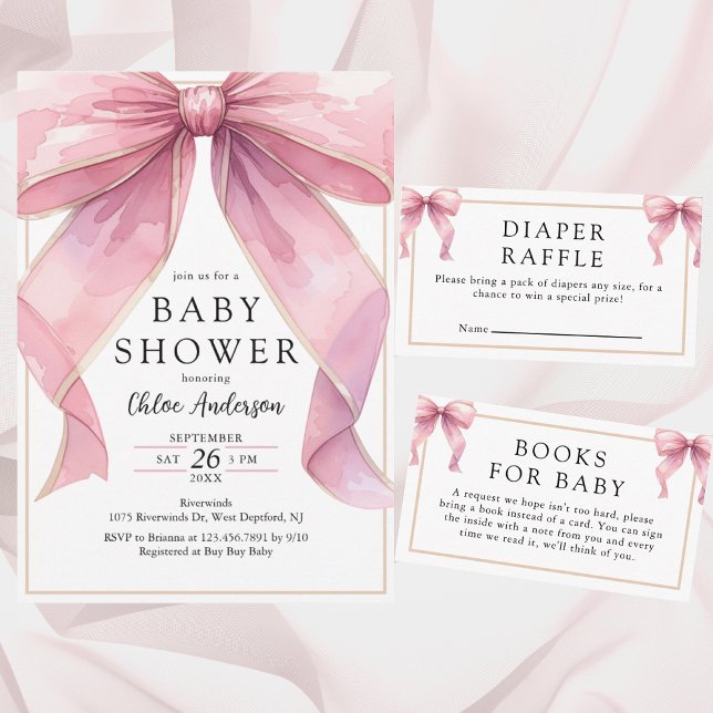 Posh Pink Coquette Bow Baby Dusche Einladung (Von Creator hochgeladen)