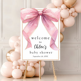 Posh Pink Coquette Bow Baby Dusche Willkommen Poster