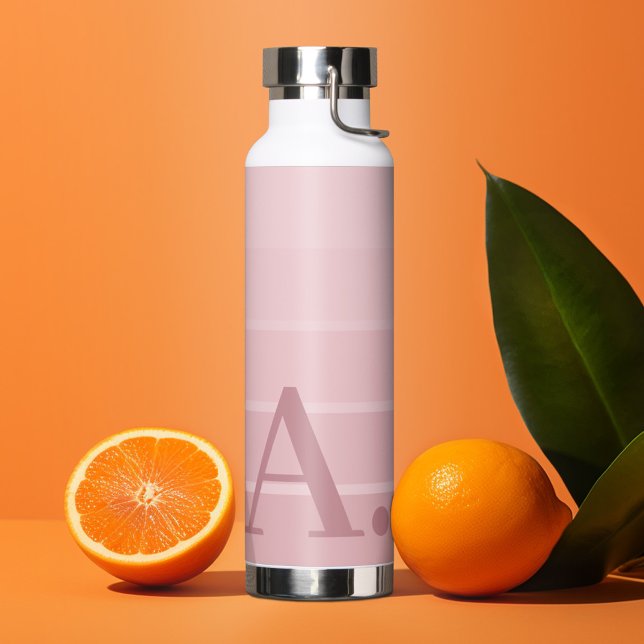 Posh Pink Retro Streifen glänzend - Riesiges Monog Trinkflasche (Personalized water bottle with custom text - monogram and stripes)