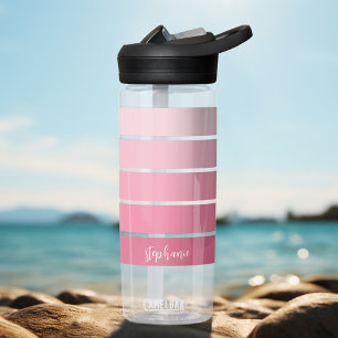 Posh Pink Retro Stripes Gradient - Skriptname Trinkflasche