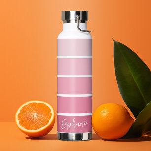 Posh Pink Retro Stripes Gradient - Skriptname Trinkflasche