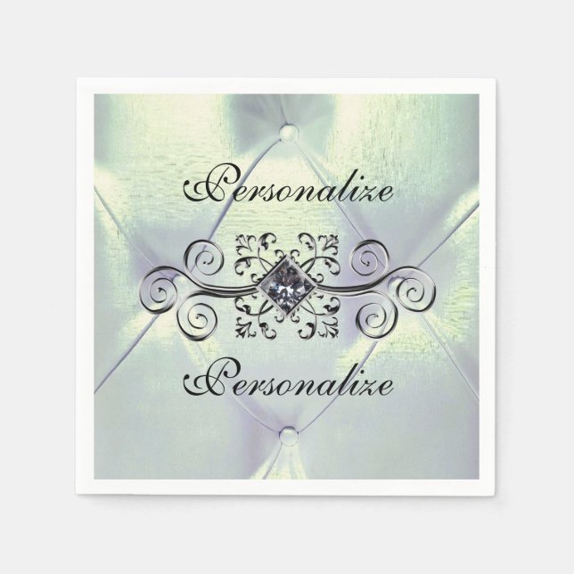 Posh pintuck Satin und Diamantserviette Serviette (Vorderseite)