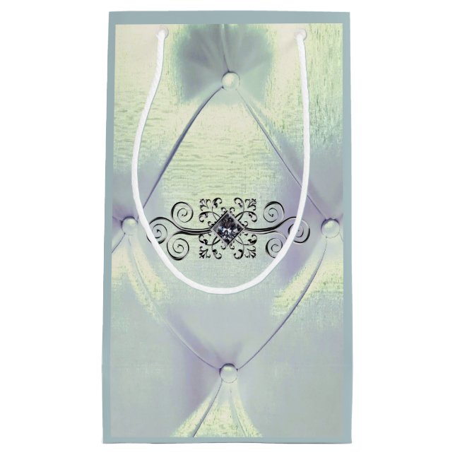 Posh pintuong Satin sieht blau silber aus Kleine Geschenktüte (Vorderseite)