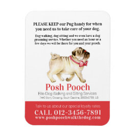 Posh pooch niedlicher Mops Hundelwanderservice Magnet
