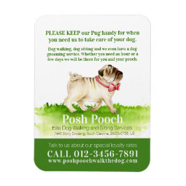 Posh pooch niedlicher Mops Hundelwanderservice Magnet