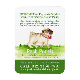 Posh pooch niedlicher Mops Hundelwanderservice Magnet