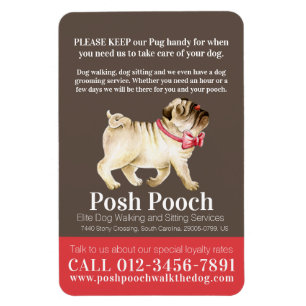 Posh pooch niedlicher Mops Hundelwanderservice Magnet