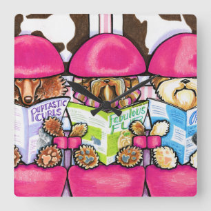 Posh Pup Salon Quadratische Wanduhr