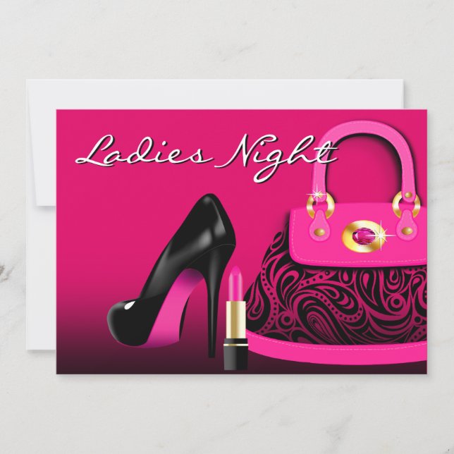 Posh Pures High Heels und Lipstick Ladys Night Einladung (Vorderseite)