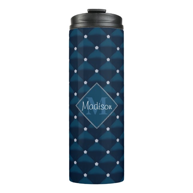 Posh Quilted Navy & Bling Thermosbecher (Vorderseite)