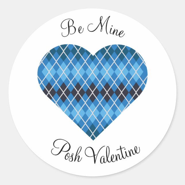 Posh Raute Dark Blue Big Heart Runder Aufkleber (Vorderseite)