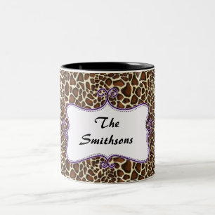 Posh schicke Leopardendrucke, lila personalisiert Zweifarbige Tasse