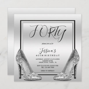 Posh Silvers & Silver Stilettos 40. Geburtstag Einladung