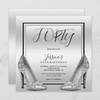 Posh Silvers & Silver Stilettos 40. Geburtstag Einladung