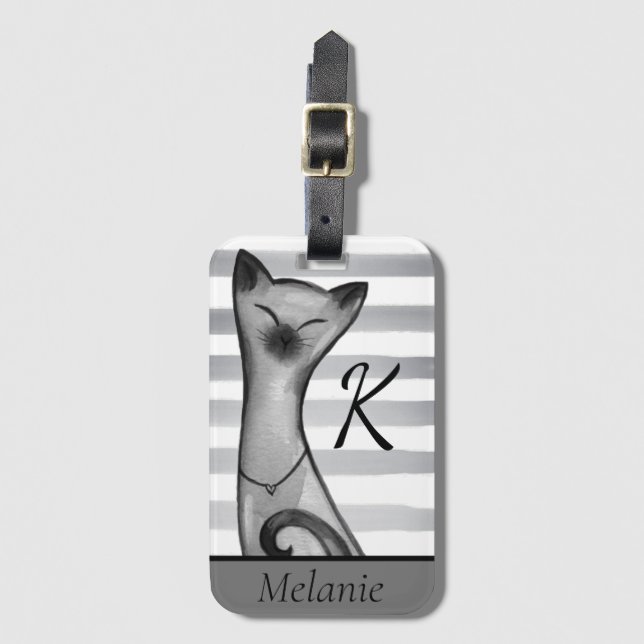 Posh Snooty Cat Personalisiert gestrichen Gepäckanhänger (Vorderseite Vertikal)