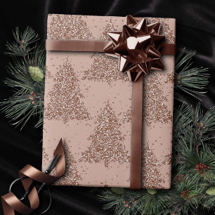Posh Tree Pattern Glam Rose Gold Blush Weihnacht Geschenkpapier