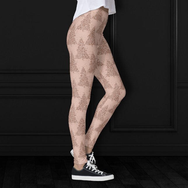 Posh Tree Pattern | Glam Rose Gold Blush Weihnacht Leggings (Von Creator hochgeladen)