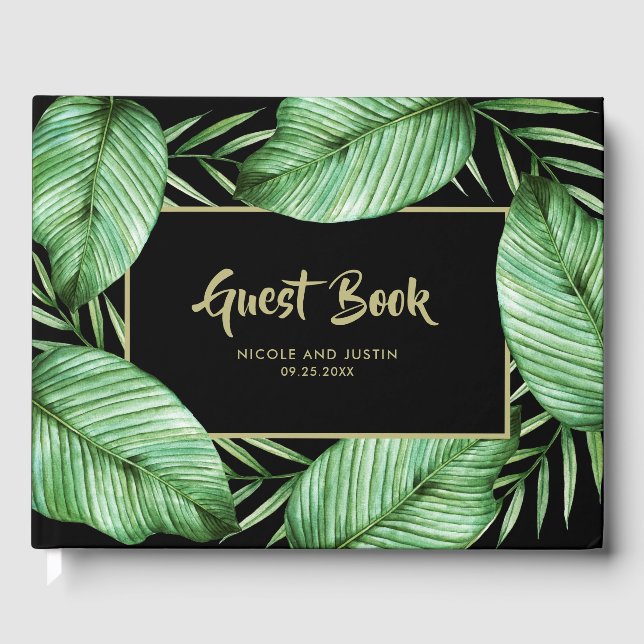 Posh Tropical Vibe Wedding Gästebuch (Vorderseite)
