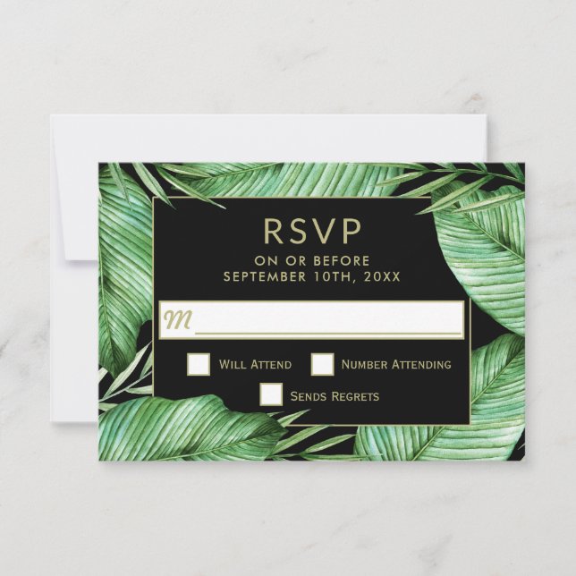 Posh Tropical Vibe Wedding RSVP (Vorderseite)