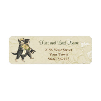 Posh Wedding Cats Elfenbeinflorale Adressenaufkleb