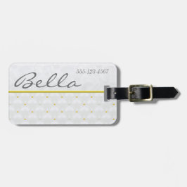 Posh White Satin & Gold Gepäckanhänger