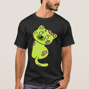 Posiere Verrückte Katze Zombie Horror Tier Hallowe T-Shirt