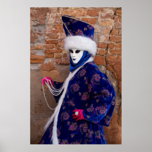 Posieren in Karnevalskostümen, Venedig Poster