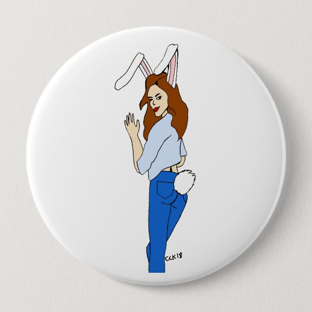posierend Bunnygirl Button (Vorderseite)