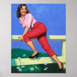 Posing on the Fence Pinup Art Poster