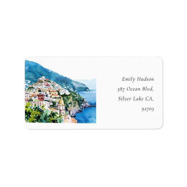 Positano Amalfi Coast Label Adressaufkleber (Vorne)