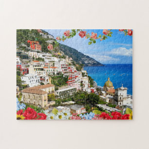 Positano Amalfi Küste Italien mit neuen Blume Puzzle