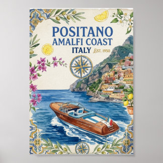 Positano Amalfi-Küste Italien Vintage-Reiseplakat Poster